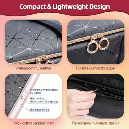 Nail Polish Organizer Bag Holds 84 Bottles (15ml/0.5fl.oz)& Nail Lamp, 3 Layers Detachable Nail Kit Storage Case PU Leather, Large Travel Nail Supplies Shoulder Bag for Manicure Tools (Black)