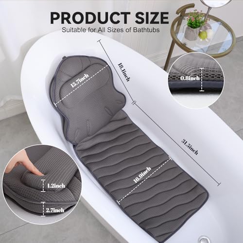 Extra Thick Full Body Bath Pillows for Bathtub- Luxury Bath Cushion for Head, Neck and Back Support, Soft Bath Pillow for Tub, Comfort Relaxation Spa Gifts Bathtub Accessories for Women