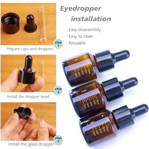 15ml Dropper Bottles with Measurement, Glass Essential Oil Jars Amber, 1/2 oz Bottles with Glass Eye Dropper for Essential Oil,Tincture
