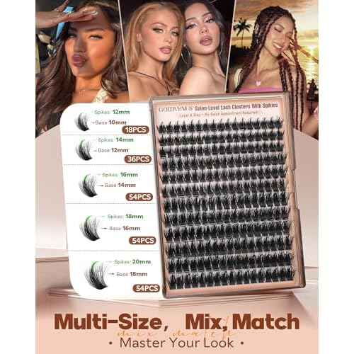 Manga Lash Clusters With Spikes Wispy Cluster Eyelash Extensions Fluffy Anime Eyelashes Clusters Reusable Faux Mink Fairy Individual Lash Extension (D Curve 12-18mm 204 pieces)