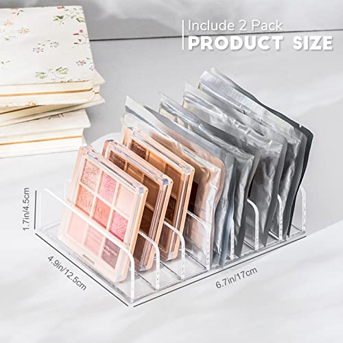 2 Pack Acrylic Makeup Palette Organizer,7 Spaces Plastic Makeup Holder Organizer,Accessories Storage Organizer for Eyeshadow Palettes,Contour Kits,Blush,Clear