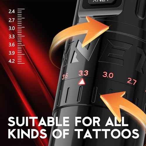 Xnet Vipera Adjustable Stroke Tattoo Machine - Wireless Tattoo Gun, Rotary Cartridge Tattoo Pen with Extra 2400mAh Battery Coreless Motor Tattoo Supply for Professional Tattoo Artists& Beginners,Black