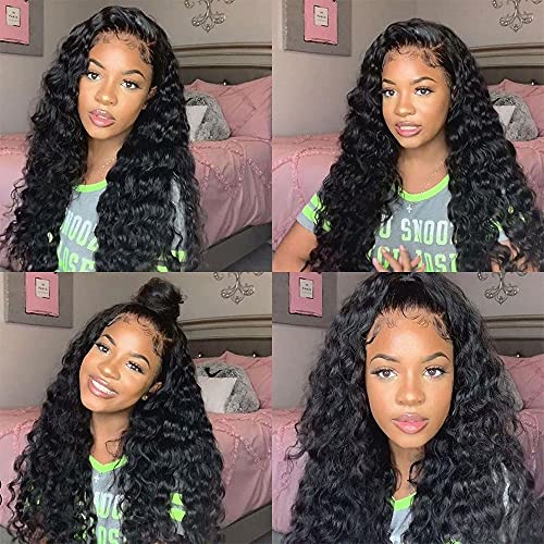 bangjazz Lace Front Wigs Human Hair Water Wave Wig 180% Density Brazilian Virgin Hair Pre Plucked with Baby Hair Wigs for Black Women Deep Water Wig 16 Inch Natural Color (16 Inch,Water Wave Wigs)