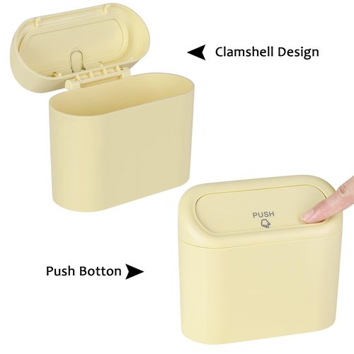 Accmor Car Trash Can, Portable Vehicle Trash Bin with Lid, Car Dustbin Garbage Organizer Holder with One Roll Trash Bag, Leakproof Hanging Mini Cars Storage Bag Container for Auto, SUV, Office (Beige)