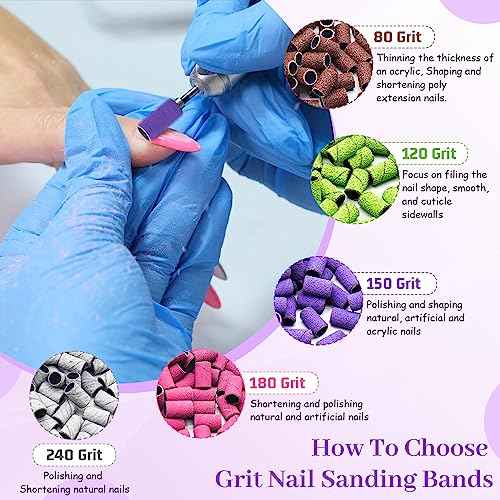 240 Grit Sanding Bands for Nail Drill 100Pcs, Extra Fine for Natural Nails Polishing and Shaping, Zebra Sanding Bands Set for Manicures Pedicures