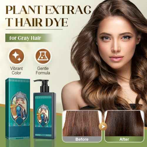 Plant Extract Hair Dye for Gray Hair, Gentle Plantessenge Formula Mild Ingredients, Natural Plant Hairs-Dyes 207ml, Suitable for Both Old and Young People, Precisely Covers Gray Hair (Natural Black)