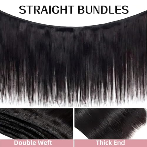 ANGIE QUEEN Peruvian Virgin Hair Straight Hair 3 Bundles 20 18 16 Inch 100% Unprocessed Human Hair Extentions Wefts Quick Weave Straight Hair Bundles Nature Black Color
