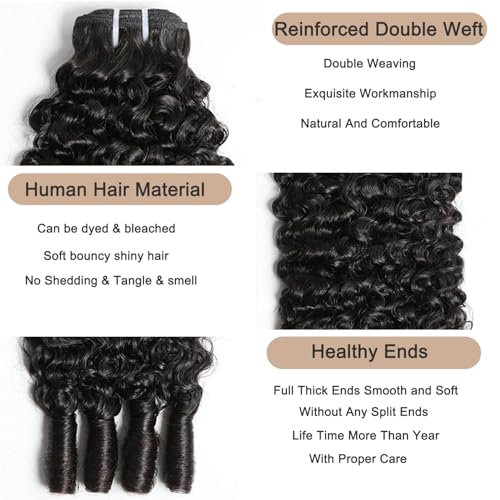 Burmese Curly Bundles Human Hair 16 18 20 Inch 3 Bundles 3C4A Water Wave Human Hair Wet and Wavy 100% Unprocessed Brazilian Virgin Hair Bundles Quick Weave for Women Natural Black