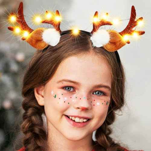 BARTOSI LED Christmas Headbands Deer Headband Deer Antler Hair Band Cute Antlers Hair Hoop Headpiece Hair Accessories