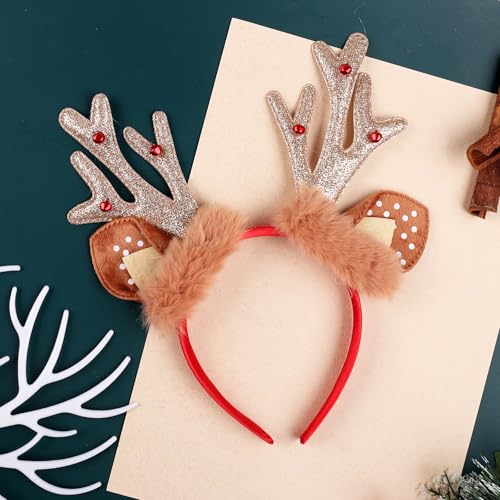 Macute Christmas Antlers Headband Deer Ears Headbands Party Cosplay Sequins Antlers Hair Band Christmas Hair Accessories