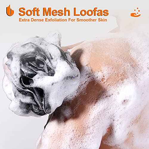 Urbanstrive Shower Bath Sponge XL 75g Soft Shower Loofahs Balls for Body Wash Men Women Bathroom Accessories, 1 Pack, Black