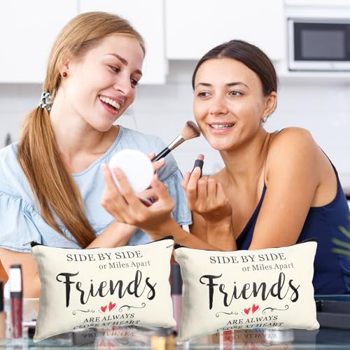 Saintrygo 10 Pieces Friendship Gifts for Women Good Friend Cosmetic Bags Funny Long Distance Friendship Makeup Bags Christmas Gift Travel Toiletry Makeup Zipper Pouch for BFF Soul Sister(Heart Style)