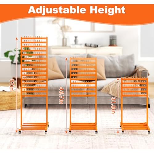 Metal Braiding Hair Rack 300 Pegs, Height Adjustable, Mobile Hair Holder Organizer with Wheels, 2 Sided Extension Separator Stand, Standing Storage for Stylists, Braiders, Salon, Beauty School