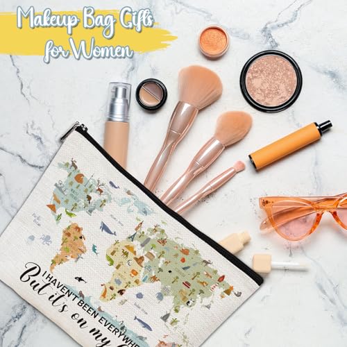 Travel Gifts for Women - Travel Makeup Bag, Traveler Gifts Accessories, Travel Must Have Essentials, I Haven't Been Everywhere But It's on My List Cosmetic Bag for Birthday Christmas Gift