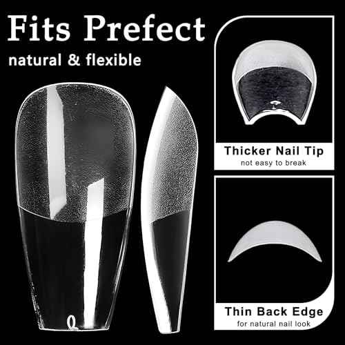 AddFavor 600pcs Coffin Nail Tips, Medium Coffin Soft x Gel Nail Tips Clear Fake Nails Ballerina Full Cover Acrylic Nails Tips for Extension Nail Manicure Salon Home DIY
