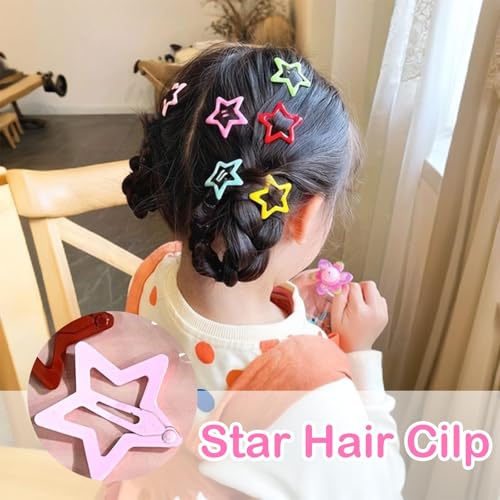 Star Hair Clips: 50PCS Non-Slip Metal Snap Barrettes - Colorful Y2K Star Hair Accessories