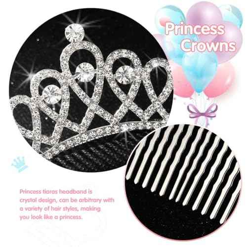 Yean Rhinestone Mini Hair Comb Silver Crystal Tiara Comb Princess Wedding Hair Accessories Decorations for Women