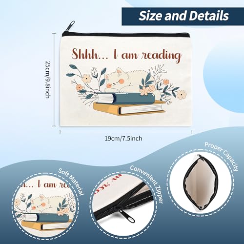 8 Pcs Book Lover Gifts for Women Bookish Gifts in Bulk Mothers Day, Birthday Christmas Gifts for Book Lovers Ideas Cute Bookworms Makeup Bag Makeup Pouch Cosmetic Bag for Librarians Gifts (Green)