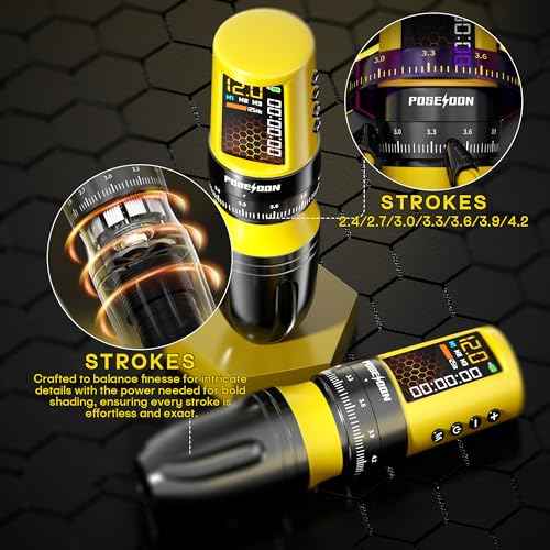 POSEIDON Wireless Tattoo Pen Kit with 20Pcs Tattoo Cartridge Needles 11Pcs Ink 2Pcs Tattoo Batteries, Portable Tattoo Gun with 7 Stroke Settings, Complete Tattoo Machine Set for Beginners and Artists