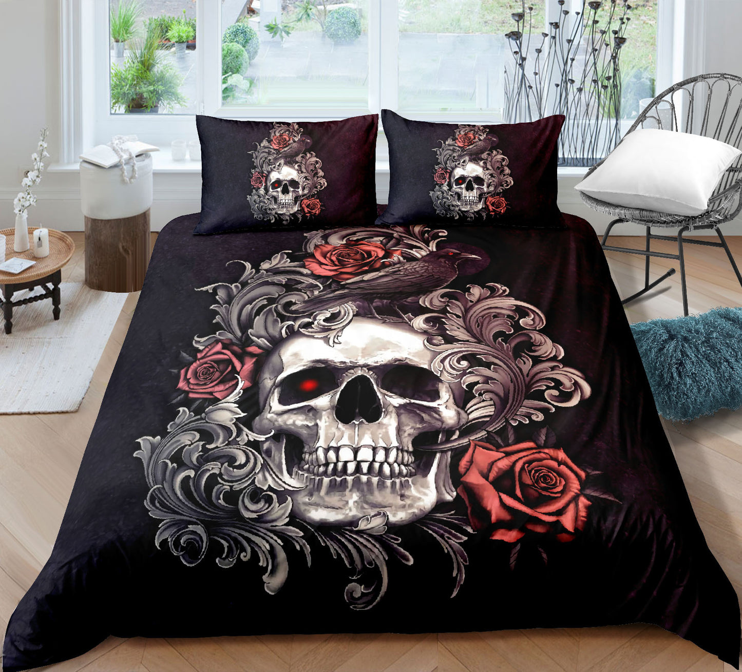 Skull 3D Digital Printing Bedding Set - Bed Sheet Quilt Cover & Pillowcases