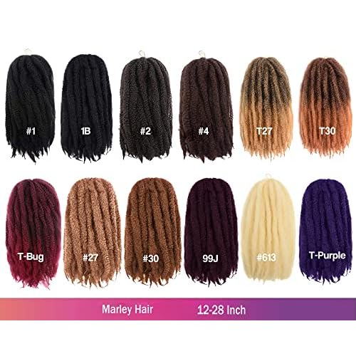 ToyoTress Marley Twist Braiding Hair - 18 Inch 6 Packs Black Marley Hair For Faux Locs, Marley Twist Crochet Hair Afro Kinky Curly Crochet Braids Synthetic Braiding Hair (18 Inch, 1B-6P)