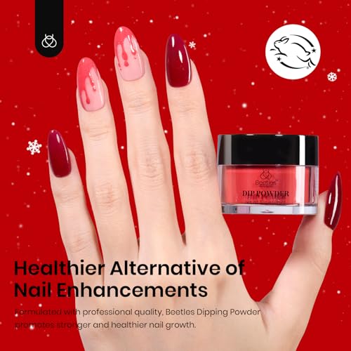 Beetles Christmas Dip Powder Nail Kit 6 Colors Red Glitter Dipping Powder No Need Nail Lamp Cured Manicure DIY Salon Gift for Girls Women