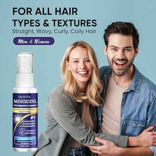 Minoxidil for Men and Women Hair Growth: 5% Minoxidil Spray Hair Regrowth Treatment Serum with Biotin & Rosemary -Stop Hair Thinning and Hair Loss For Stronger Thicker Longer Hair - 2 Pack
