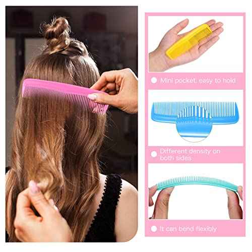 12 Pack Wet Small Hair Brush Combs Set, 6 Detangler Mini Brush Detangling Travel Hair Brush 6 Plastic Fine Wide Combs for Women Men Kids Toddler Girls Baby(Stylish Colors)