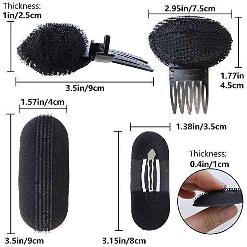 TCOTBE Women's Fluffy Princess Styling Volume Hair Pads(4) and Bump Up Combs(2) Inserts - 6 Pcs Set for DIY Hairstyles