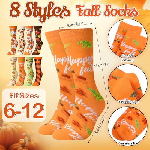 32 Pcs Thanksgiving Gifts Set Autumn Makeup Bags Bulk Pumpkin Socks Holiday to Do List Notepad Turkey Ballpoint Pens Keychain Fall Party Gifts
