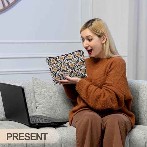 Boho Makeup Bag Gifts for Women, Sunset Leaf Aesthetic Makeup Pouch