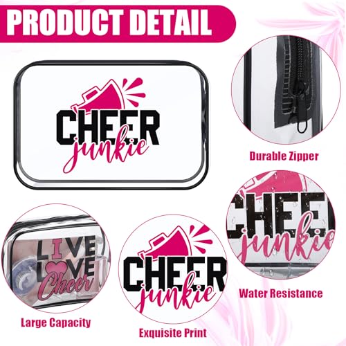 Abbylike 24 Pcs Cheer Gifts Cosmetic Bag 7 x 4.7 x 2.4'' Makeup Bag Cosmetic Toiletry Zipper Pouch Clear Zipper Case for Cheerleaders Women(Cheerleaders)