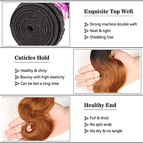 Color #30 Human Hair Bundles Ombre Body Wave Bundles 26 28 30 inch 1B/30 Human Hair Bundle Brown Body Wave Bundle