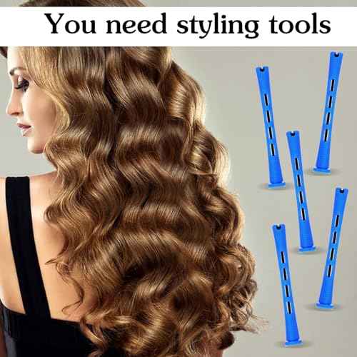 20 Pcs Perm Rods For Short Hair Small Plastic Hair Perming Rods And Rollers Curling Roller Perm Rod Medium For Long Hairs (Blue, 0.35 Inches)