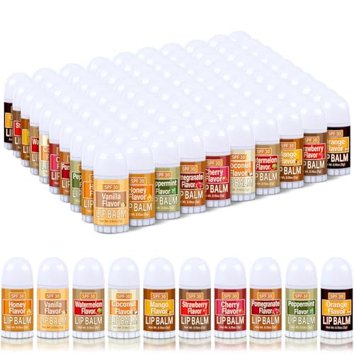 100 Pcs Christmas Thanksgiving Mini Lip Balms Bulk Fall Favor Gifts Lip Balms Sticks Spf 30 with Sunscreen Employee Appreciation Gifts Teacher Nurse Wedding Baby Shower Party Favor