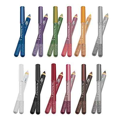 Jumbo Glitter Eyeshadow Stick Set, 12 Shades Blendable Shimmer Eye Pencils