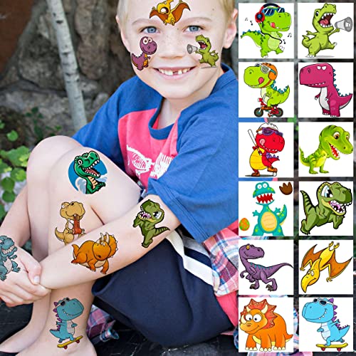 50 PCS 3D Dinosaur Temporary Tattoos For Kids Boys Teens, Fun T-Rex Fake Face Tattoo Sticker For Children Party Favor Sets Supplies, Small Dino Tatoos For Girls Birthday Gifts Decoration