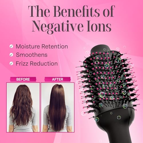 Asani 4-in-1 Hair Dryer Brush - Blowout, Curling, Straightening & Comb with Anti-Frizz Ceramic Titanium Barrel for All Hair Types (120 Volt)