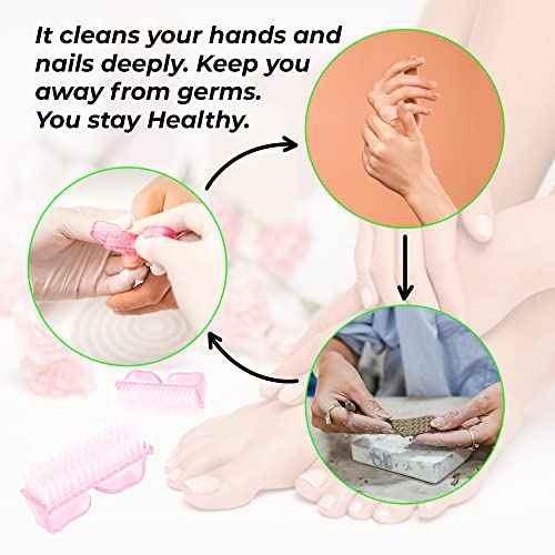 4 Pcs Nail Brush for daily Use -4 Different Kinds of Fingernail brush with Plastic Handle Nail brush for cleaning Fingernails - Easy to use Nail Scrub brush-Nail Cleaner Nail brushes for Man and women