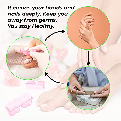 4 Pcs Nail Brush for daily Use -4 Different Kinds of Fingernail brush with Plastic Handle Nail brush for cleaning Fingernails - Easy to use Nail Scrub brush-Nail Cleaner Nail brushes for Man and women