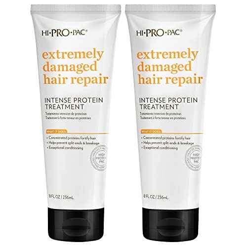 Hi-Pro-Pac Hair Mask - Extremely Damaged Hair Repair - (2-Pack) 8 fl oz - Intense Protein Treatment Masque - Deeply Conditions, Fortifies, and Helps Prevent Split Ends and Breakage