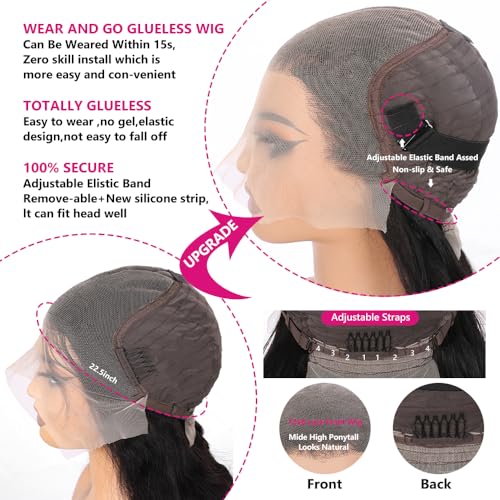 13x6 Pre Plucked Lace Frontal Body Wave Wig, Human Hair, 28 Inch, 210% Density, HD Lace, Glueless, Wear and Go