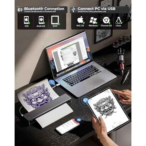 Itari M08F Wireless Tattoo Stencil-Printer - Tattoo Transfer Machine Thermal Copier with 10pcs Transfer Paper, Bluetooth Stencial Printer for Tattooing with a Case, Compatible with Smartphone & PC