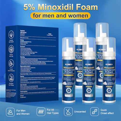 5% minoxidil foam for men-5pack£¬ Infused with Biotin, Hair Growth Treatment, Supports Thicker and Fuller Hair & Beard (10.5oz, 5 Month Supply)