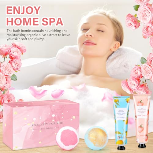 Gifts for Women, Bath Sets for Women Gift, Teacher Appreciation Gifts, Nurse Gifts, Bath Bombs and Hand Lotion Set, Bridesmaid Birthday Gifts, Self Care Gifts for Corworkers