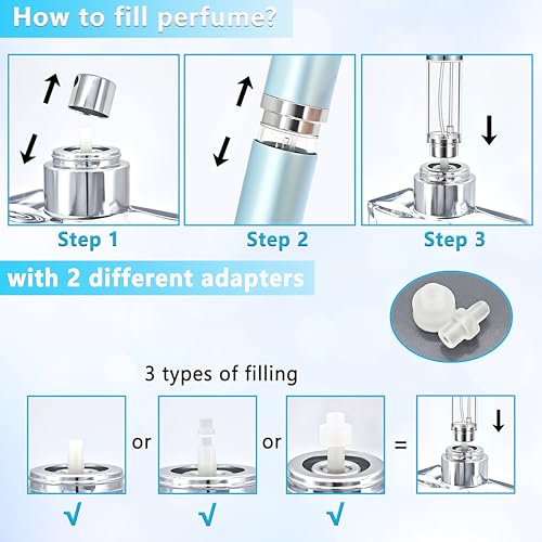Refillable Perfume Atomizer Travel Bottle 3-Pack 5ml Leakproof Luxury Travel Perfume Refillable Bottle, Portable Fragrance Atomiser (Black & Gold & Silver)