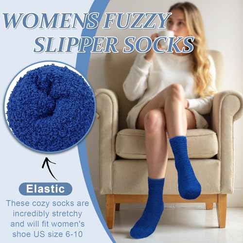 YSense 6 Pairs Women Fuzzy Fluffy Socks Cozy Slipper Socks Warm Soft Winter Plush Home Sleeping Socks Gifts