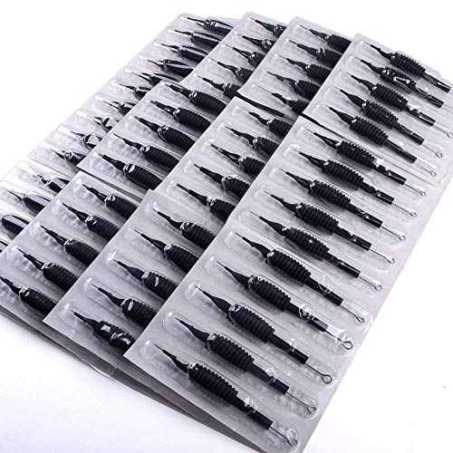Pirate Face Tattoo (50) Count of Assorted Tattoo Needles with Matching 1/2" Rubber Tubes Combo