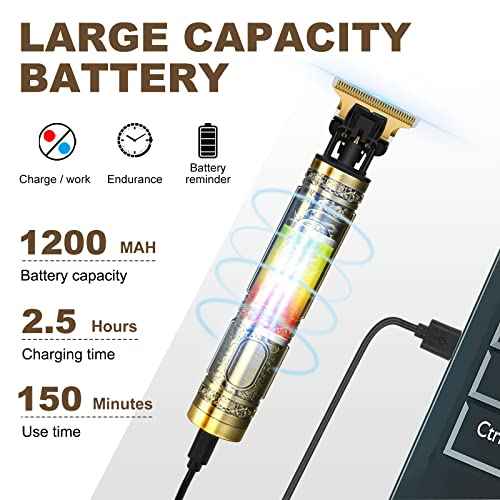 YOGINGO Professional Hair Trimmer for Men, Cordless Rechargeable Beard Trimmer Hair Clippers for Men, Metal Body Cutting Grooming Kit, Beard Shaver Barbershop, Bronze