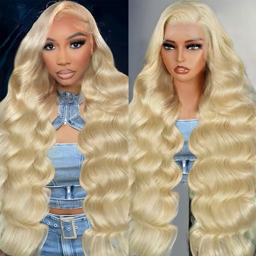 613 Lace Front Wig Human Hair 200 Density Blonde Wig Human Hair Body Wave Blonde Lace Front Wigs Human Hair Pre Plucked 613 HD Lace Frontal Wig 13x6 24 Inch